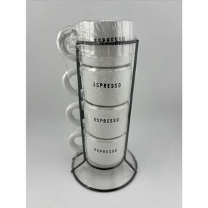 Target Bullseye Playground 5 Piece Espresso Mini Stackable Mugs Cups (NEW)